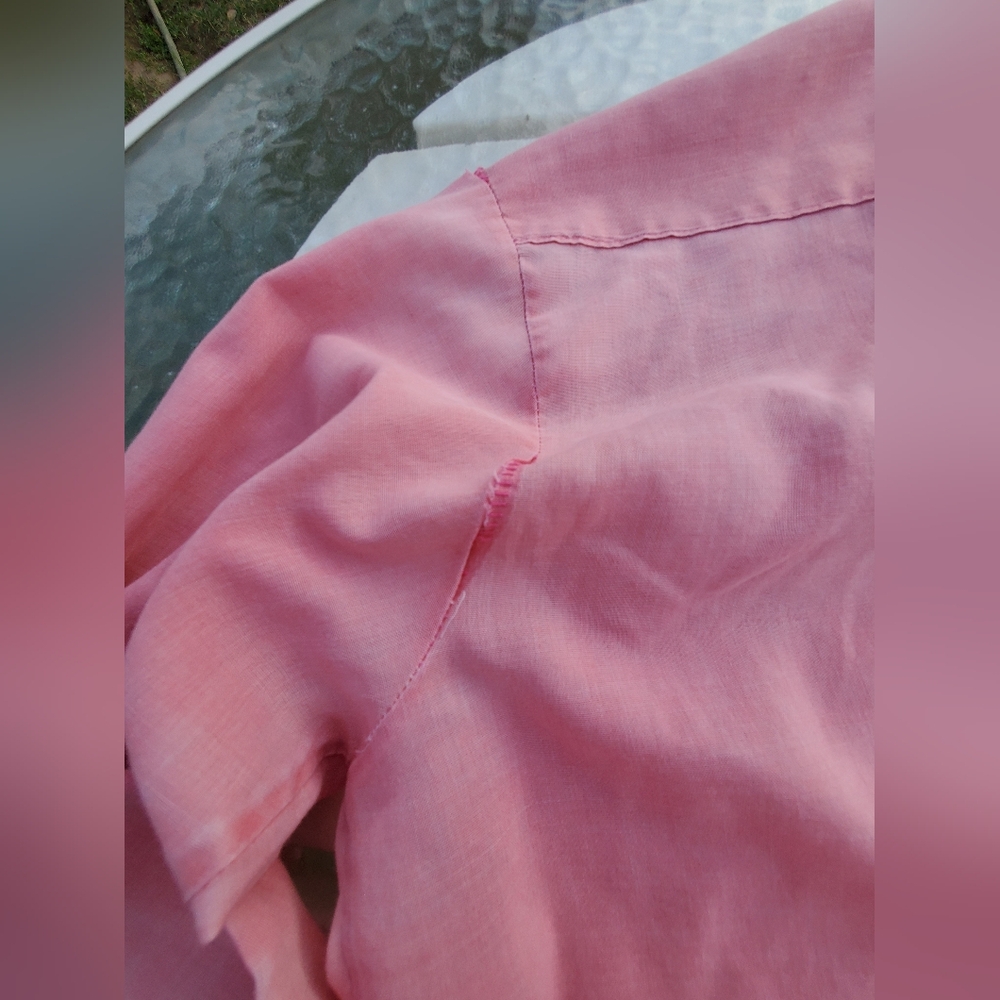 VINTAGE BRONCO WESTERN WEAR PINK DISTRESSED LONG SLEEVE PEARL SNAP - Picture 7 of 13